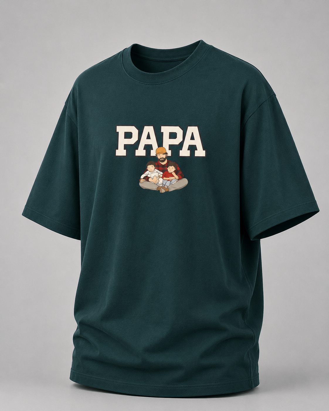 Petrol Blue T-shirt with PAPA graphic