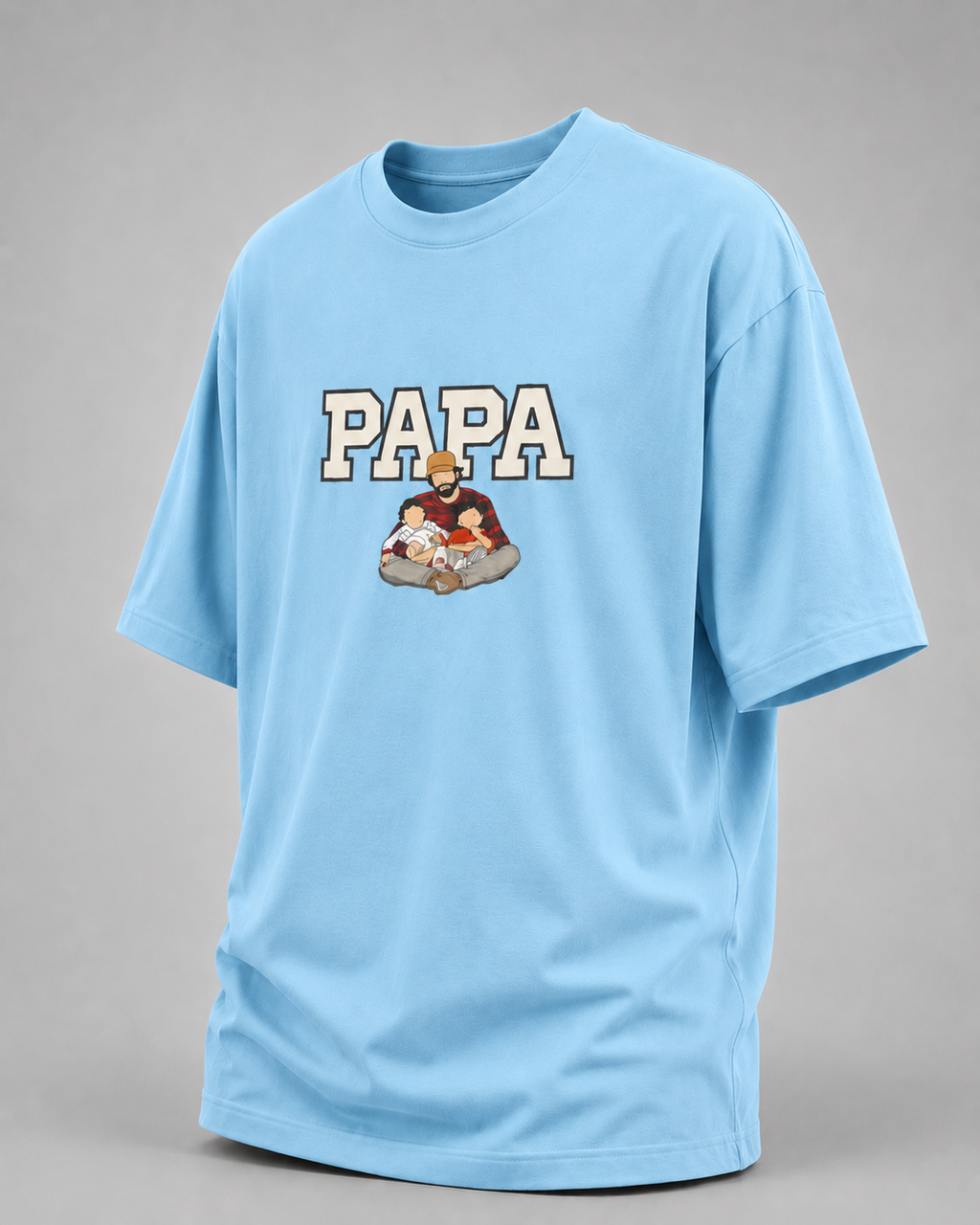 Baby Blue oversized T-shirt with PAPA graphic