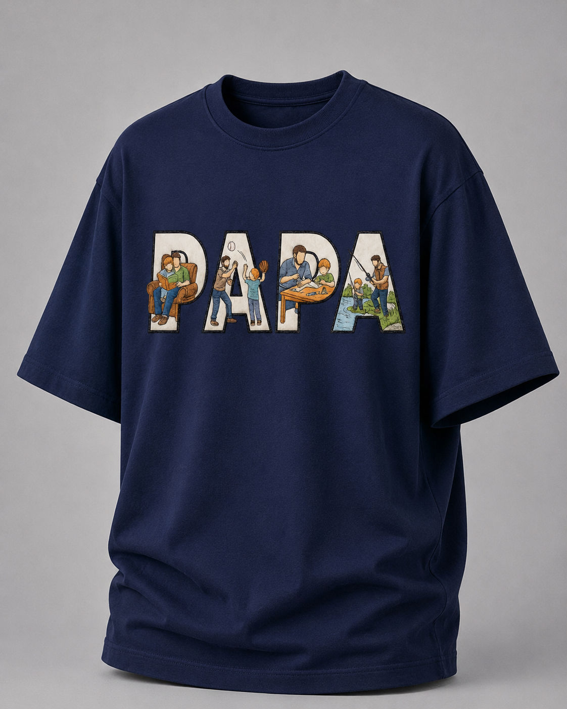 oversized T-shirt with PAPA graphic Royal Blue