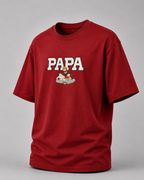 Red oversized T-shirt with PAPA graphic