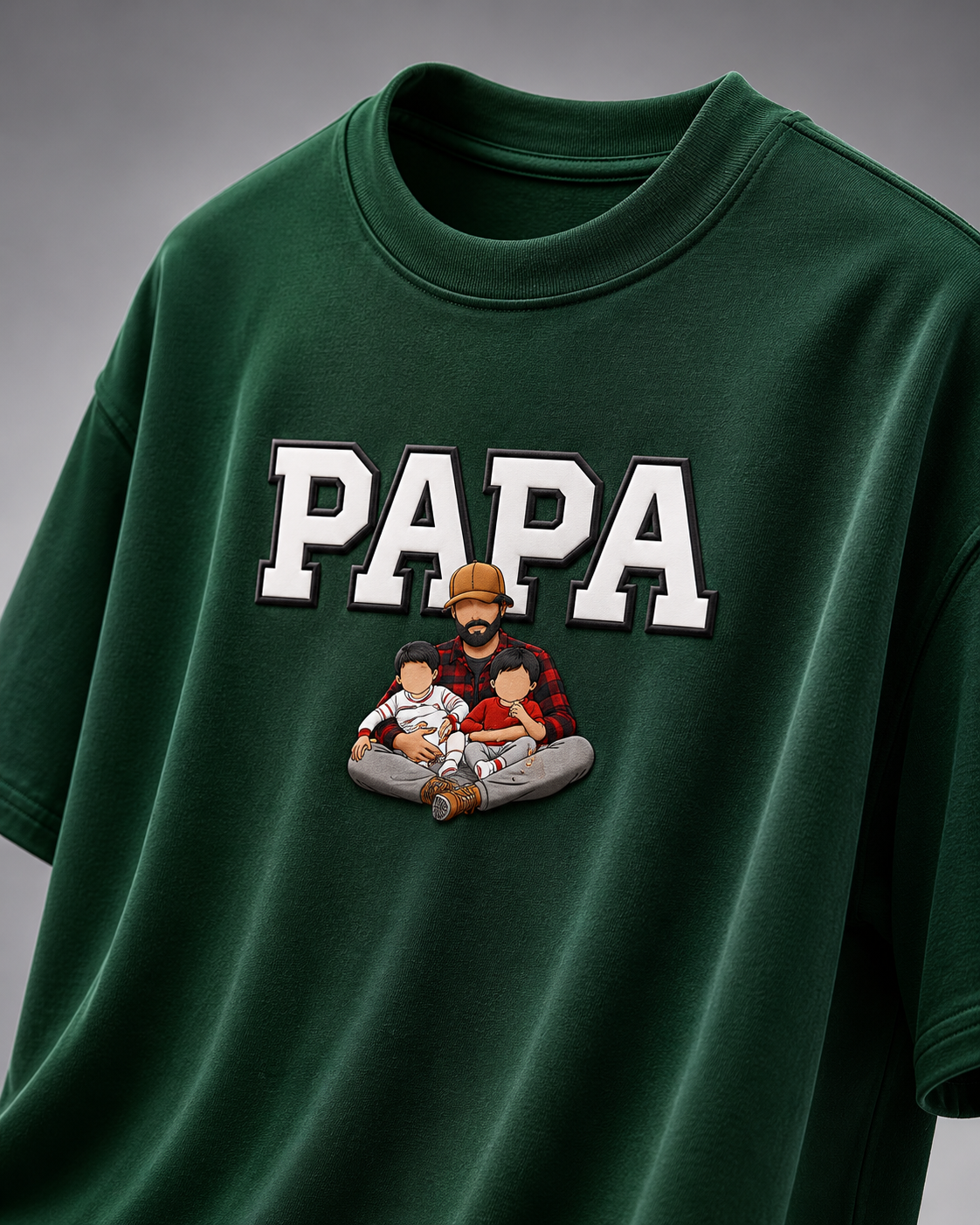 Bottle Green oversized T-shirt with PAPA graphic