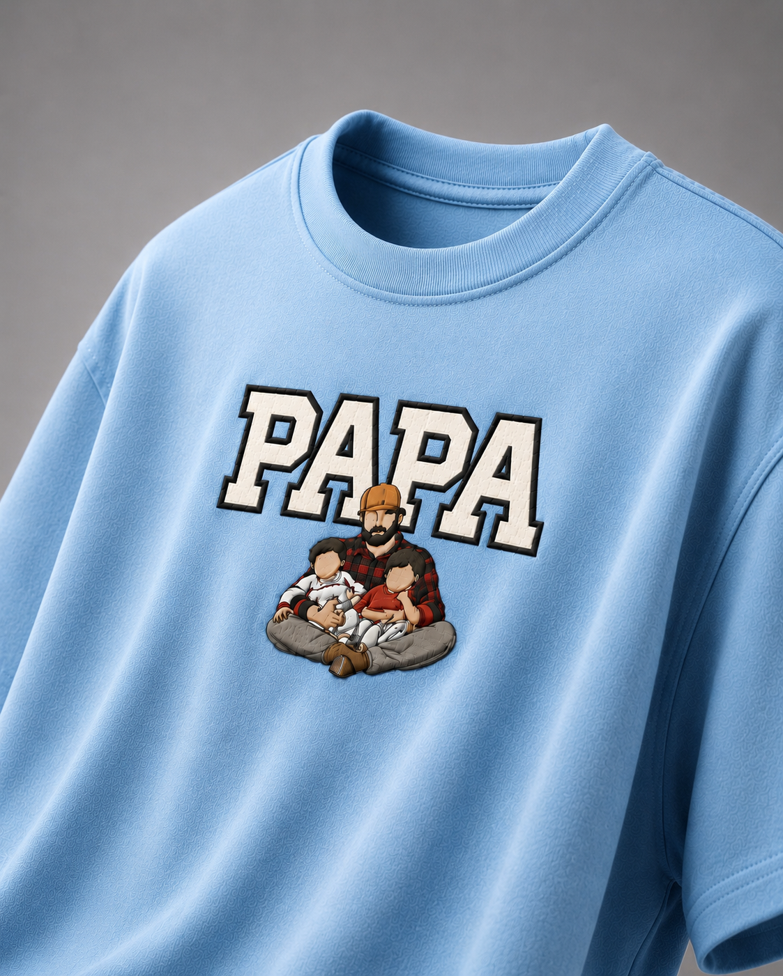 Baby Blue oversized T-shirt with PAPA graphic