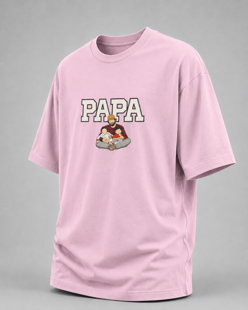 Light Baby Pink oversized T-shirt with PAPA graphic