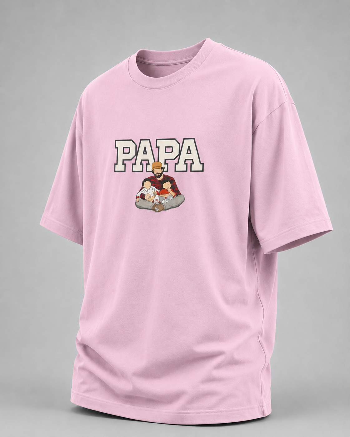 Light Baby Pink oversized T-shirt with PAPA graphic