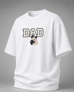 White DAD The First Hero Oversized T-Shirt