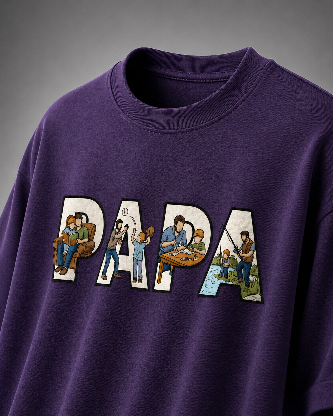 oversized T-shirt with PAPA graphic Purple