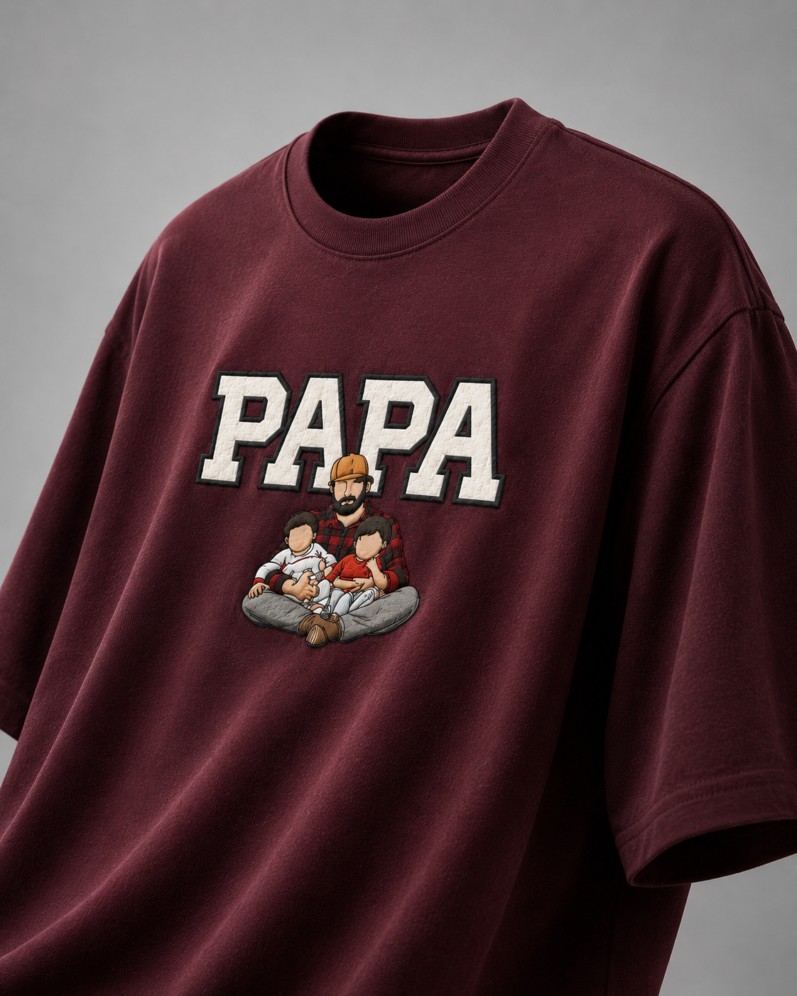 Maroon T-shirt with PAPA graphic