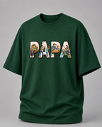 oversized T-shirt with PAPA graphic Bottle Green