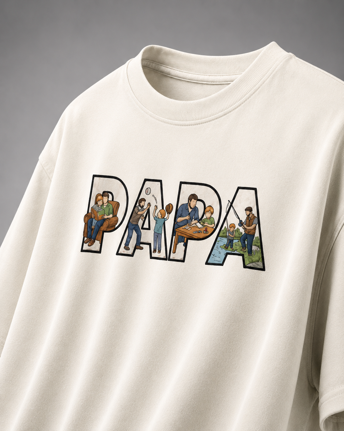 oversized T-shirt with PAPA graphic Ivory 