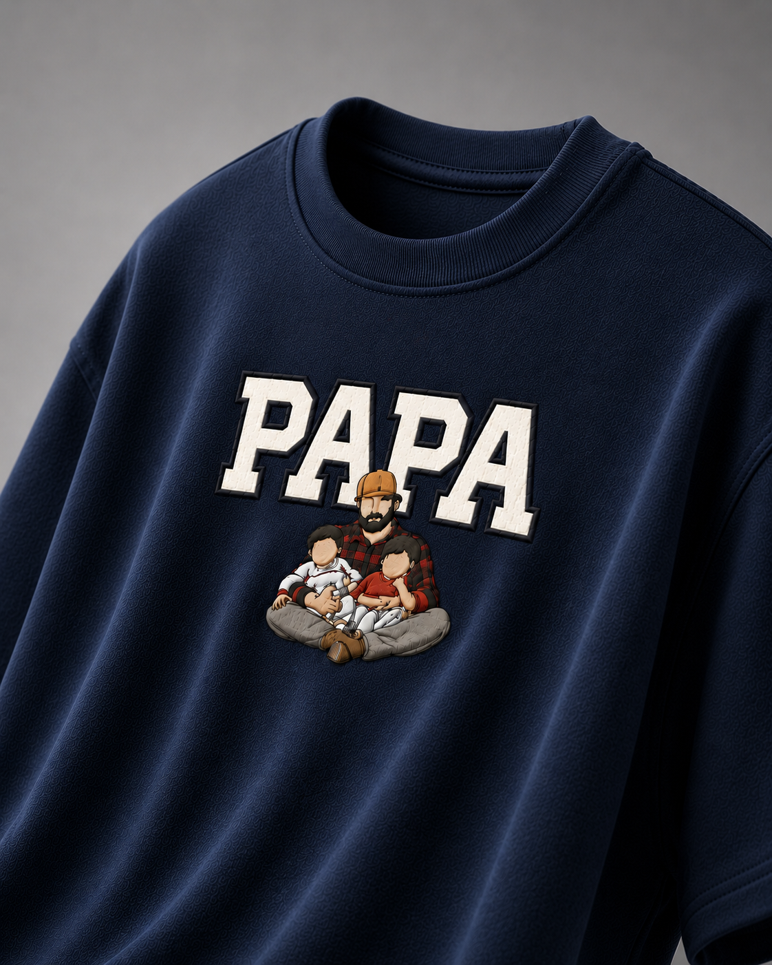 Navy Blue oversized T-shirt with PAPA graphic