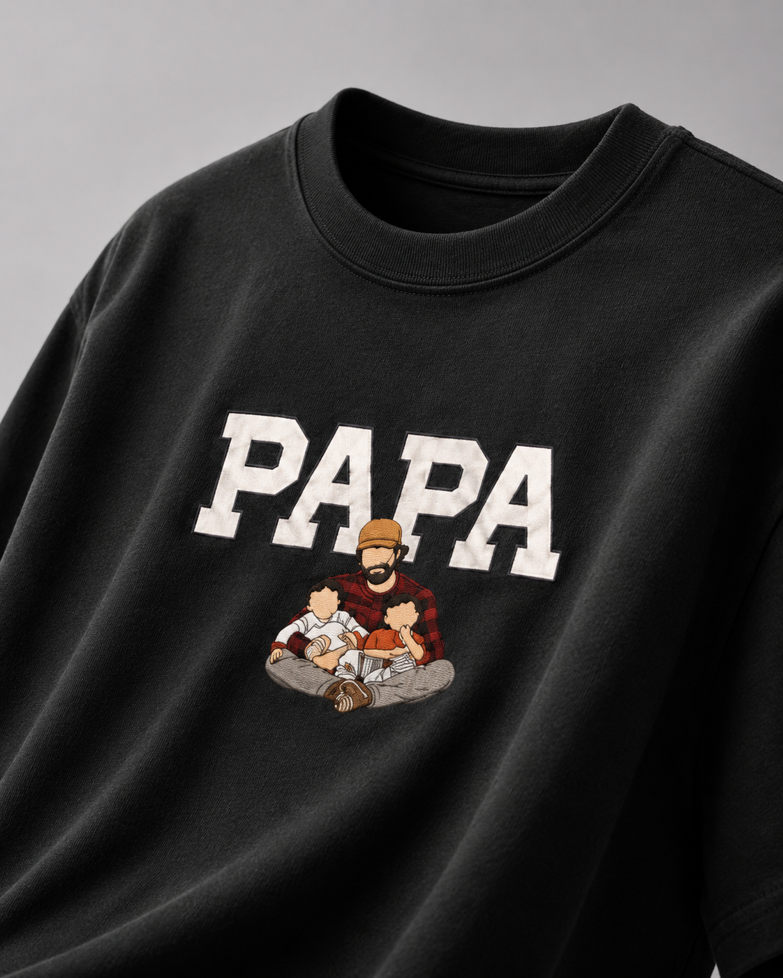 Black oversized T-shirt with PAPA graphic