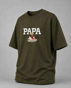 Olive Green oversized T-shirt with PAPA graphic