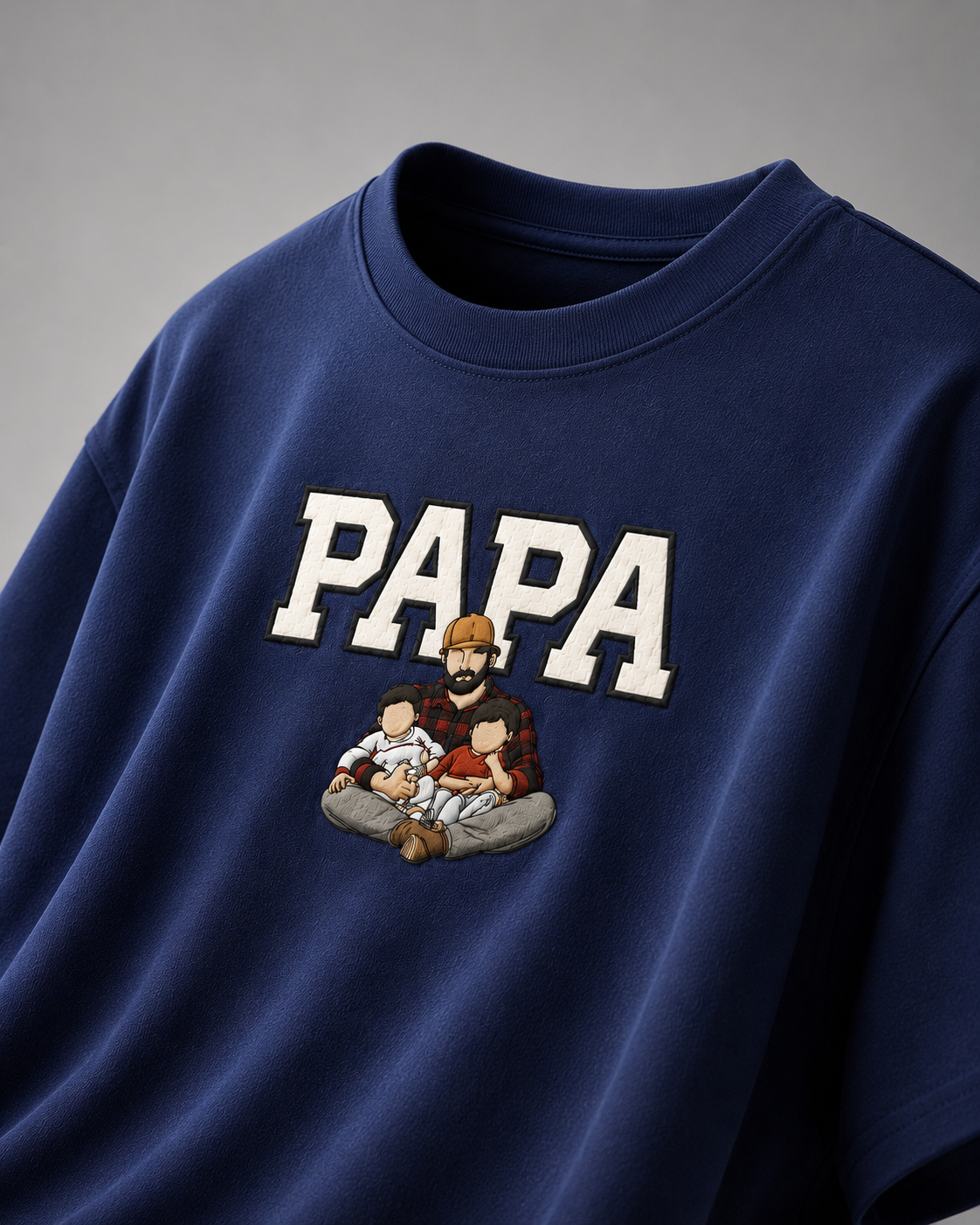 Royal Blue oversized T-shirt with PAPA graphic