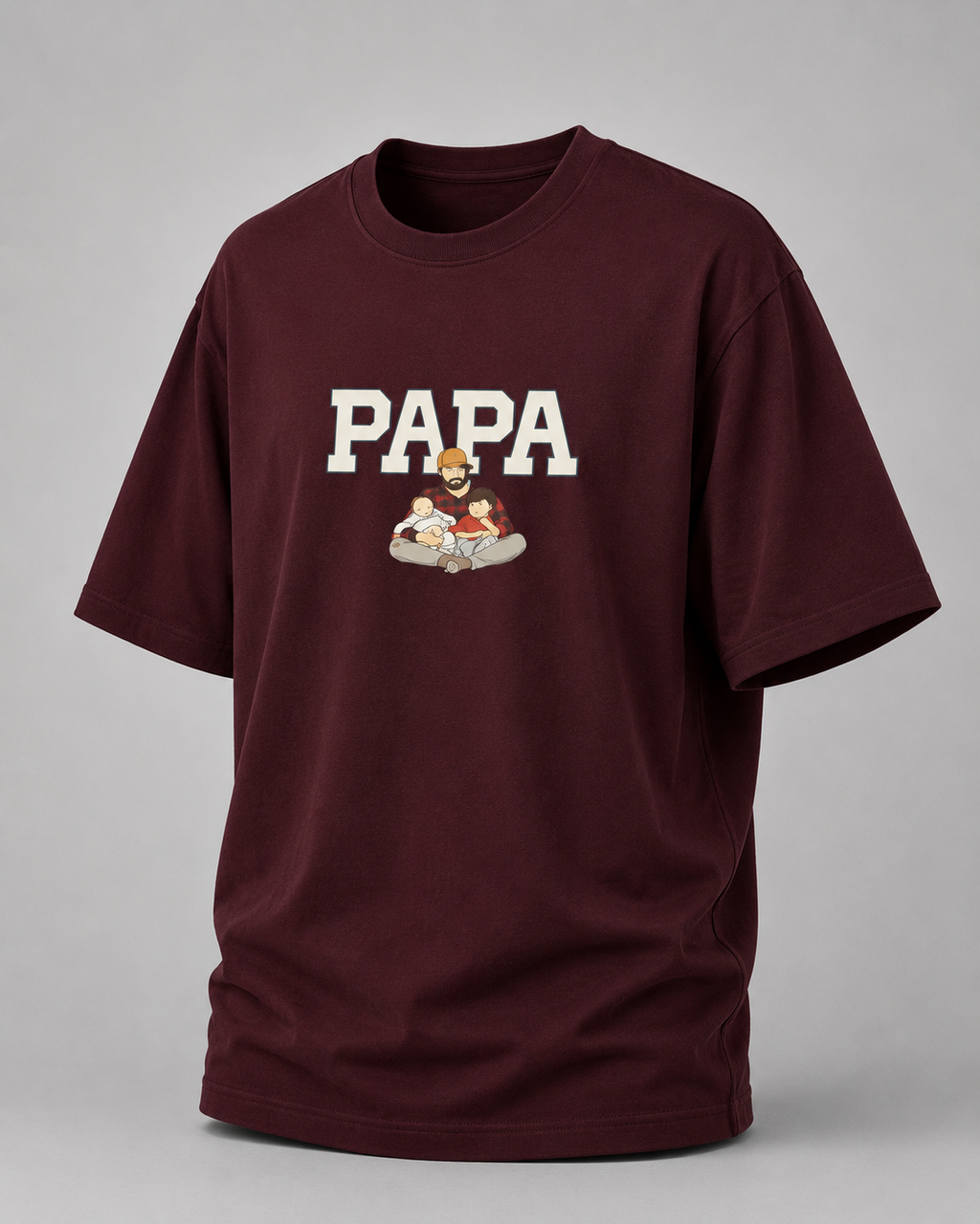 Maroon T-shirt with PAPA graphic