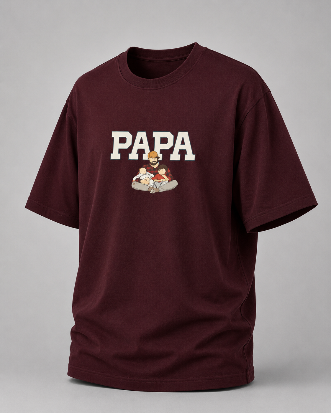 Maroon T-shirt with PAPA graphic