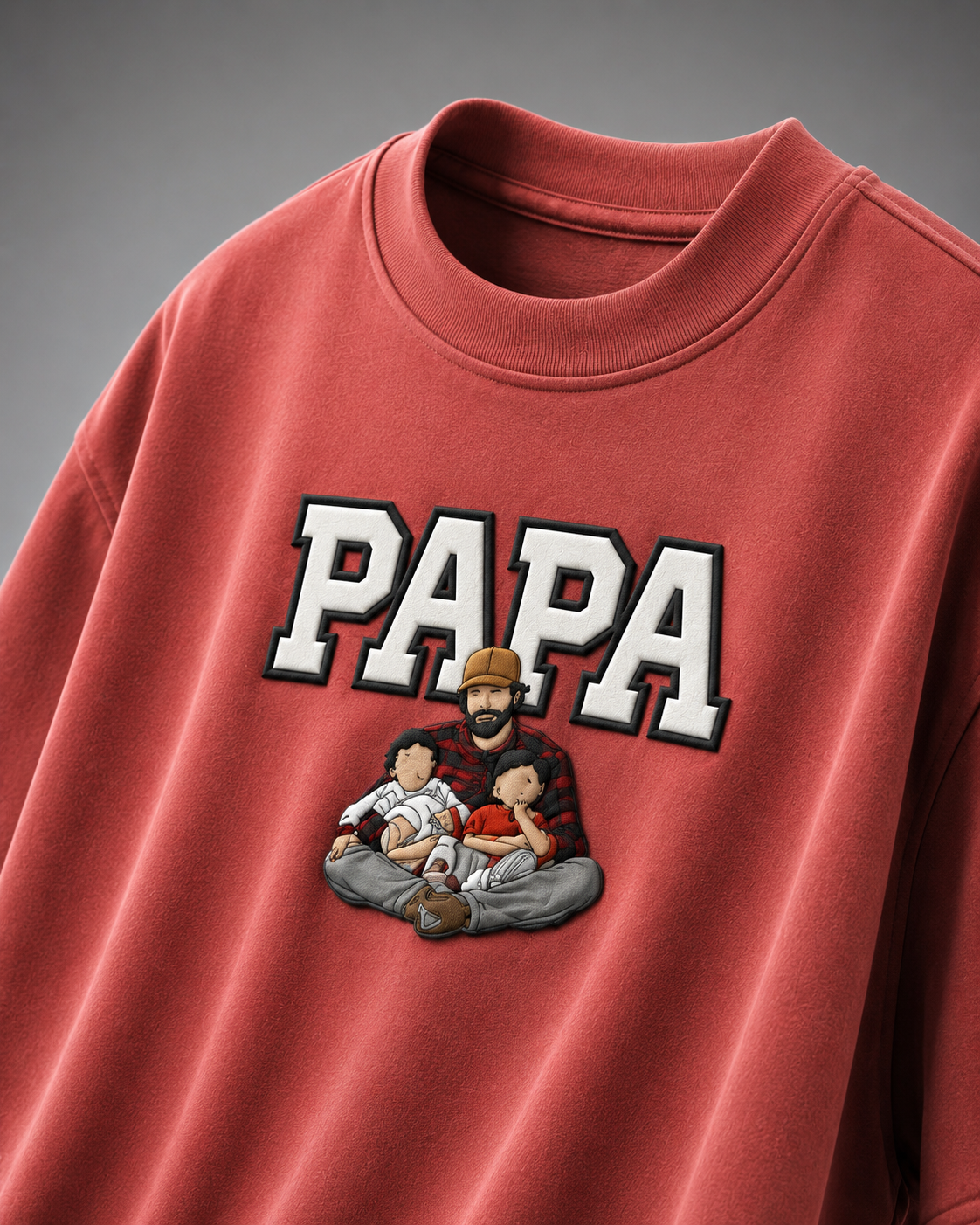 Coral oversized T-shirt with PAPA graphic