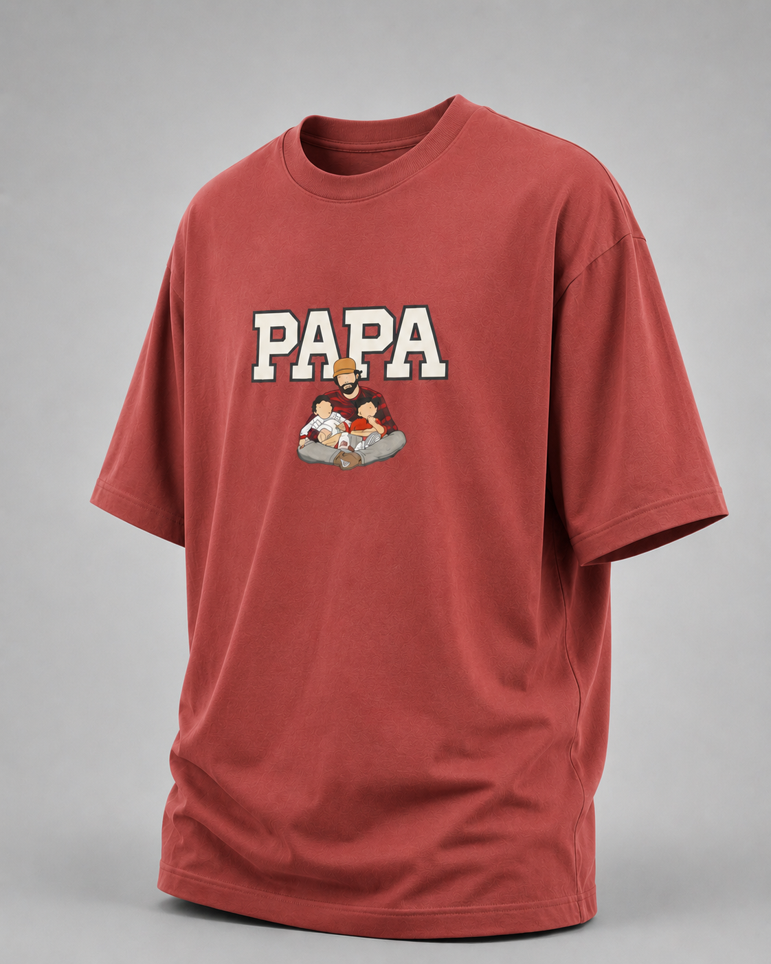 Coral oversized T-shirt with PAPA graphic