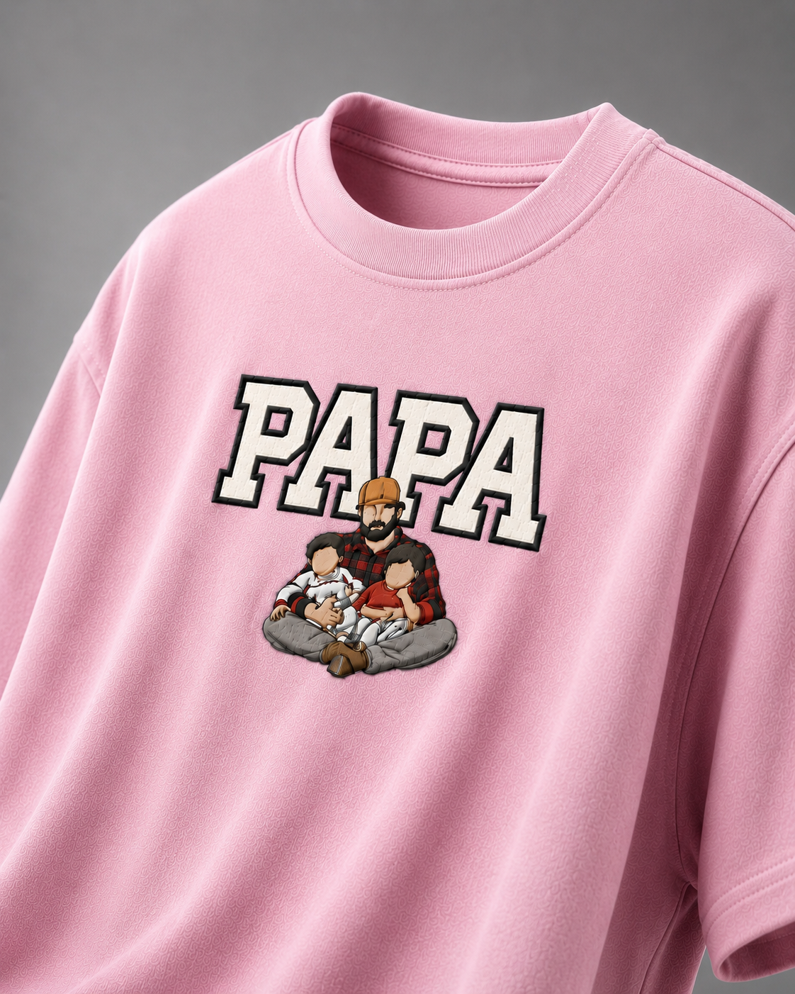 Light Baby Pink oversized T-shirt with PAPA graphic