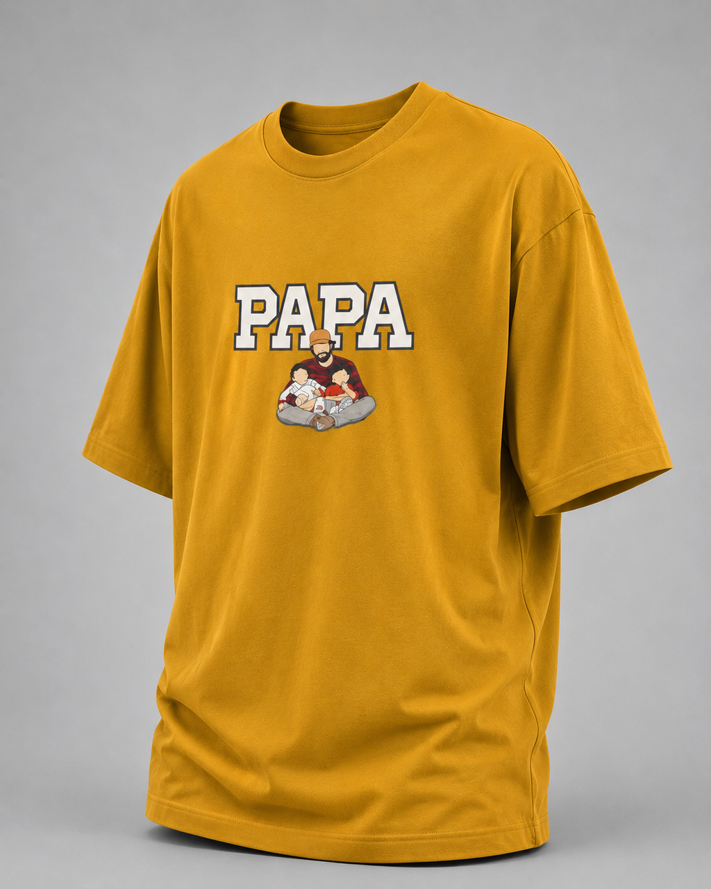 Mustard Yellow oversized T-shirt with PAPA graphic
