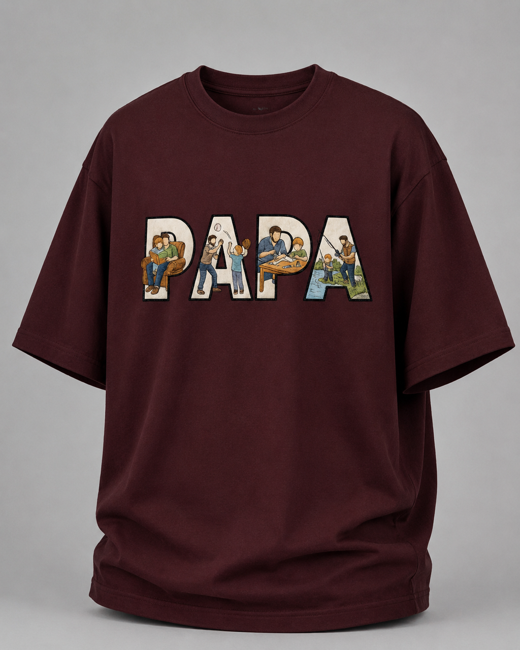 oversized T-shirt with PAPA graphic Maroon