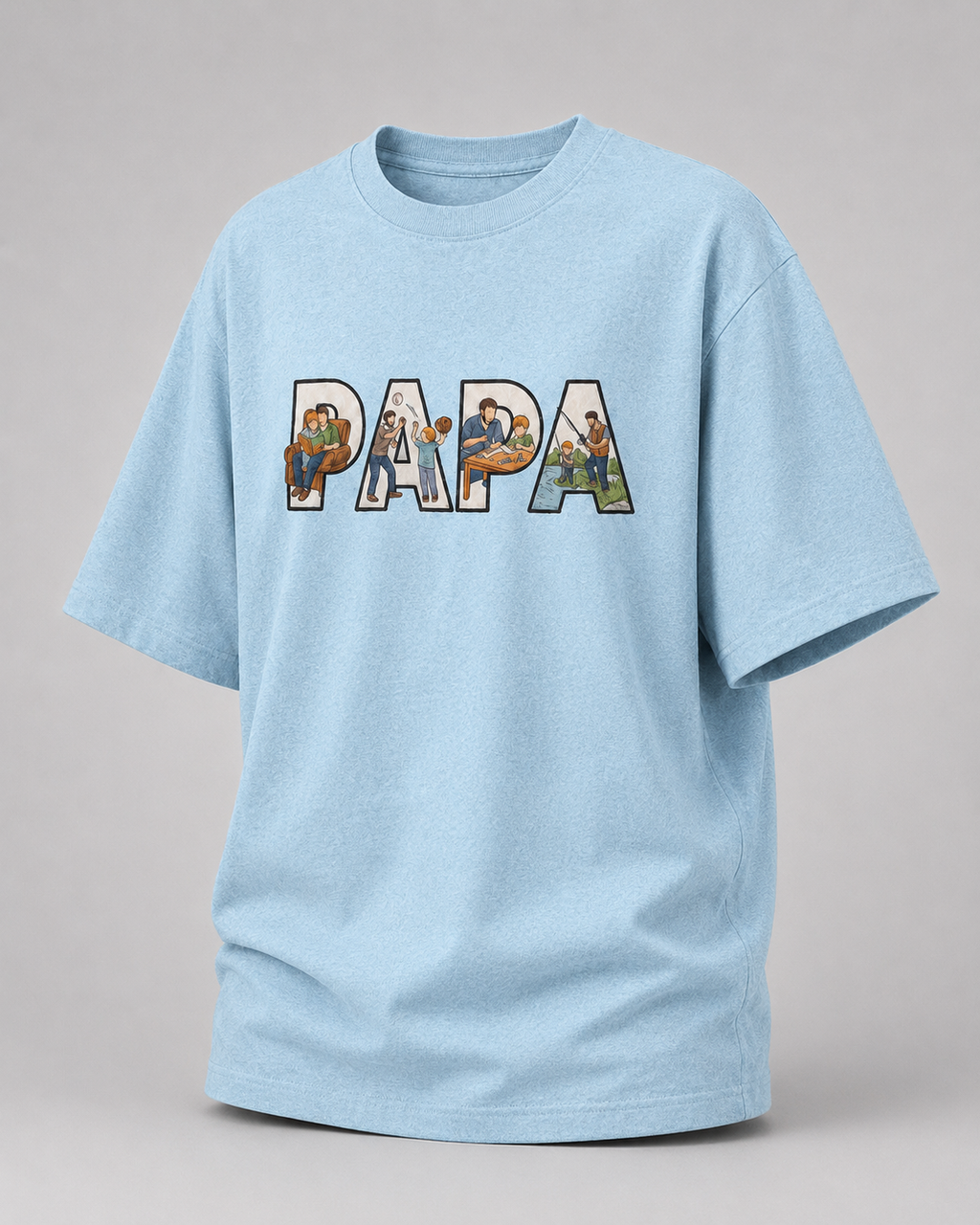 oversized T-shirt with PAPA graphic Baby Blue