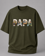 oversized T-shirt with PAPA graphic Olive Green