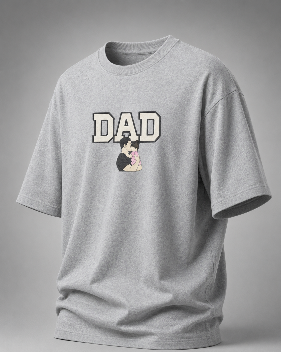 Grey Melange DAD The First Hero Oversized T-Shirt