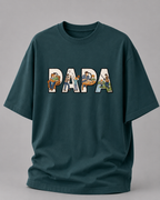 oversized T-shirt with PAPA graphic Petrol Blue