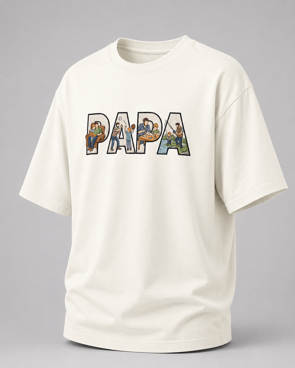 oversized T-shirt with PAPA graphic Ivory 