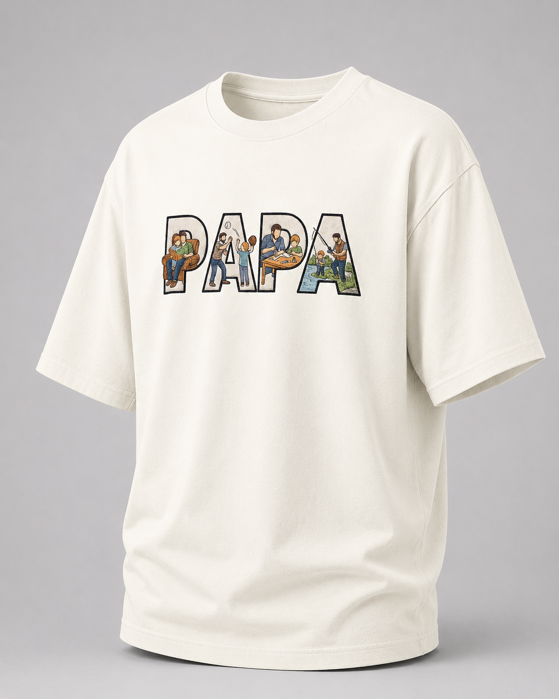 oversized T-shirt with PAPA graphic Ivory 
