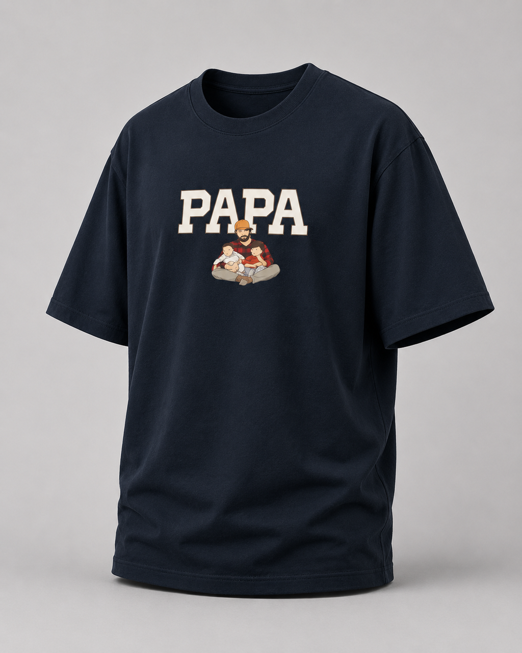 Navy Blue oversized T-shirt with PAPA graphic