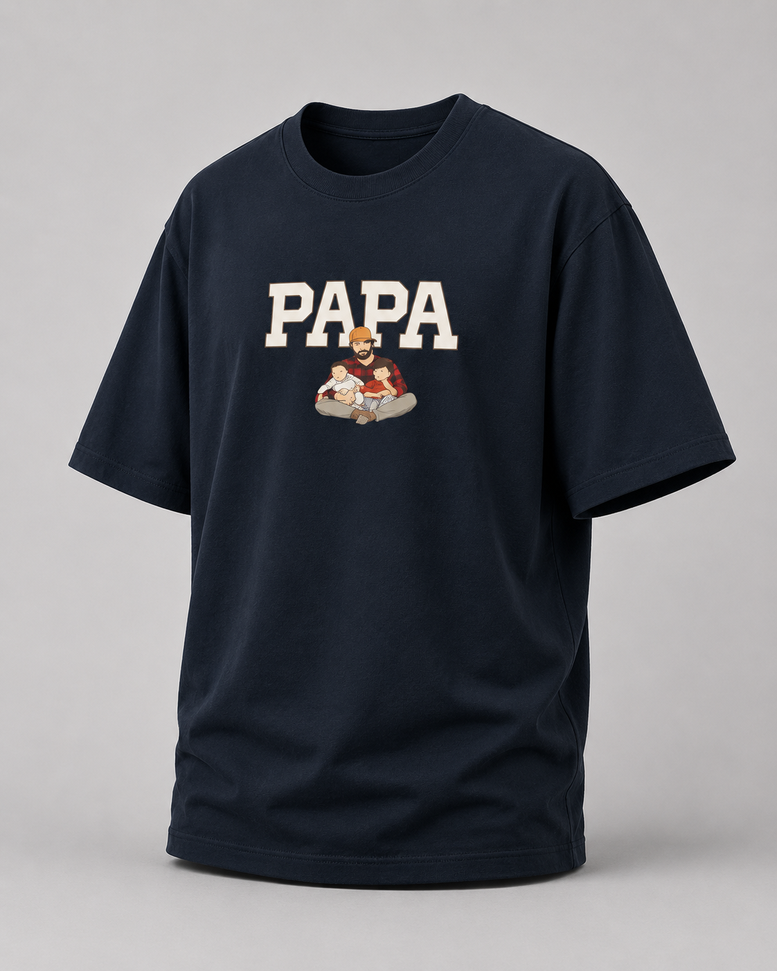 Navy Blue oversized T-shirt with PAPA graphic