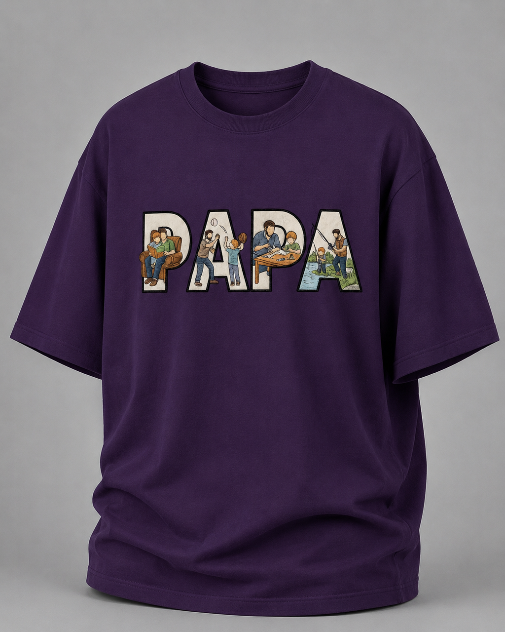 oversized T-shirt with PAPA graphic Purple