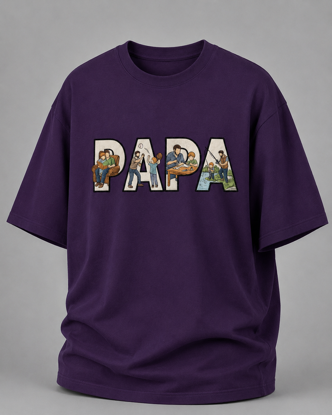oversized T-shirt with PAPA graphic Purple