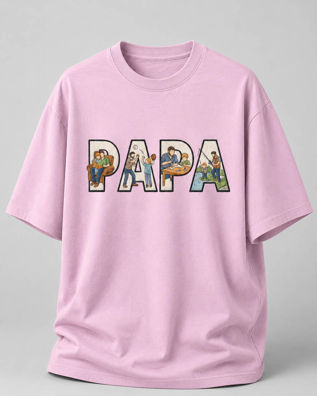oversized T-shirt with PAPA graphic Light Baby Pink