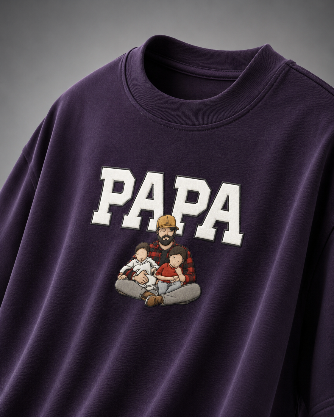 Purple T-shirt with PAPA graphic