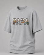 oversized T-shirt with PAPA graphic Grey Melange