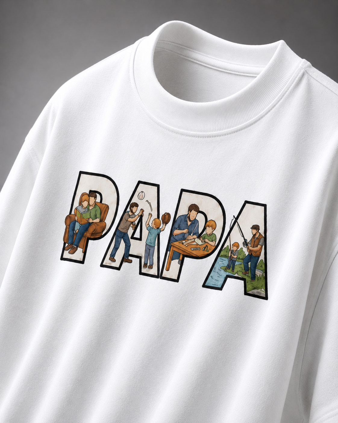 oversized T-shirt with PAPA graphic White