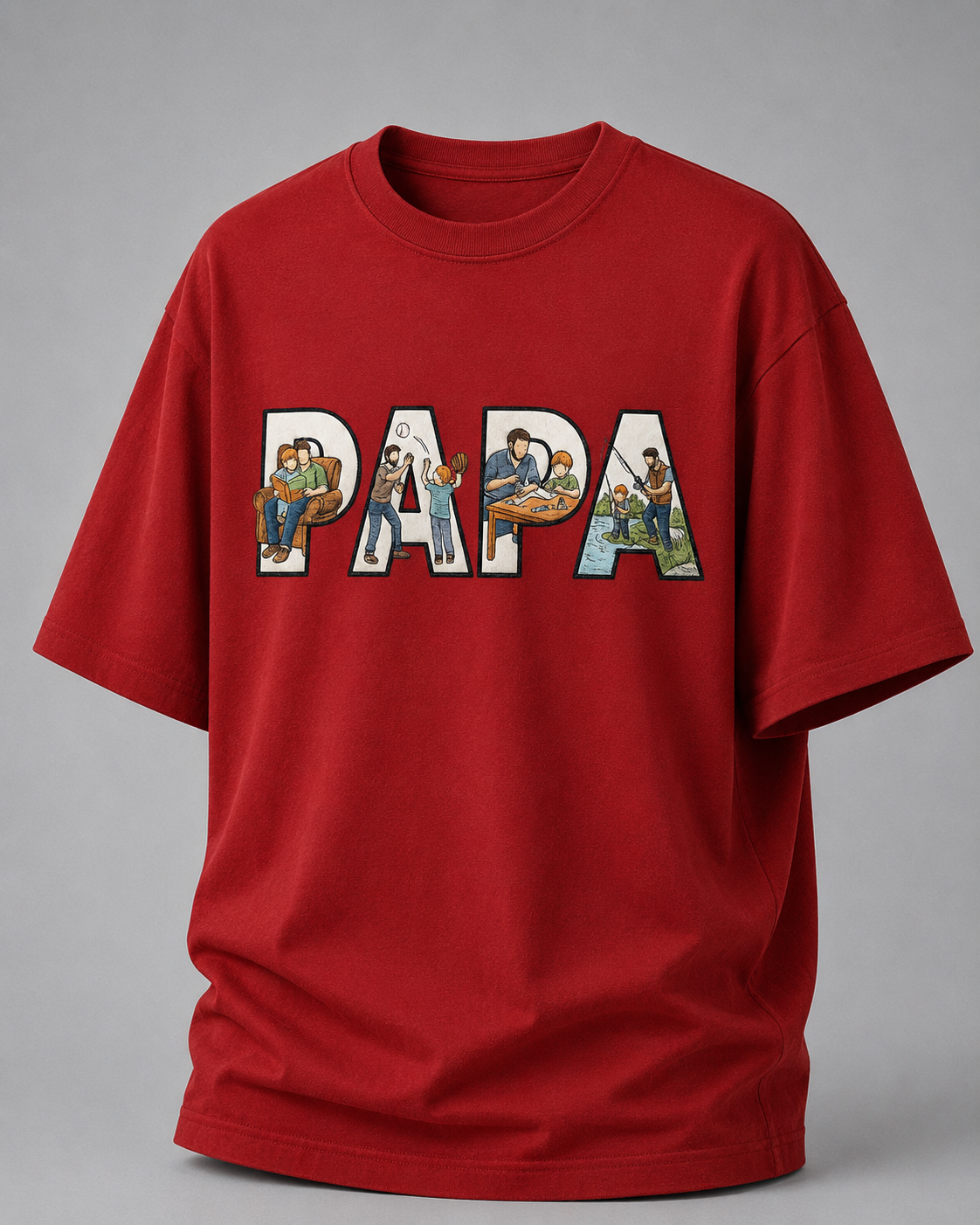 oversized T-shirt with PAPA graphic Red