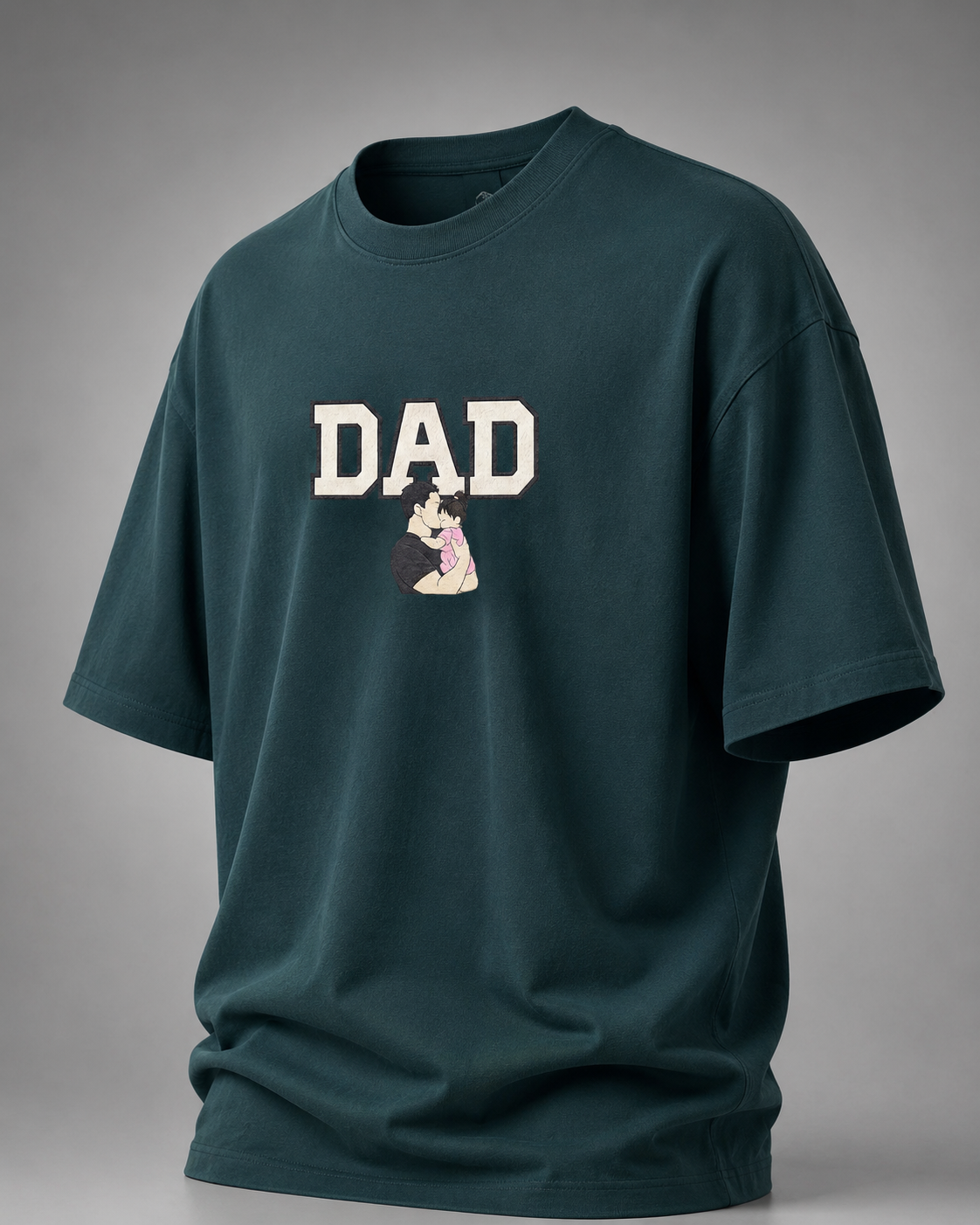 Bottle Green DAD The First Hero Oversized T-Shirt