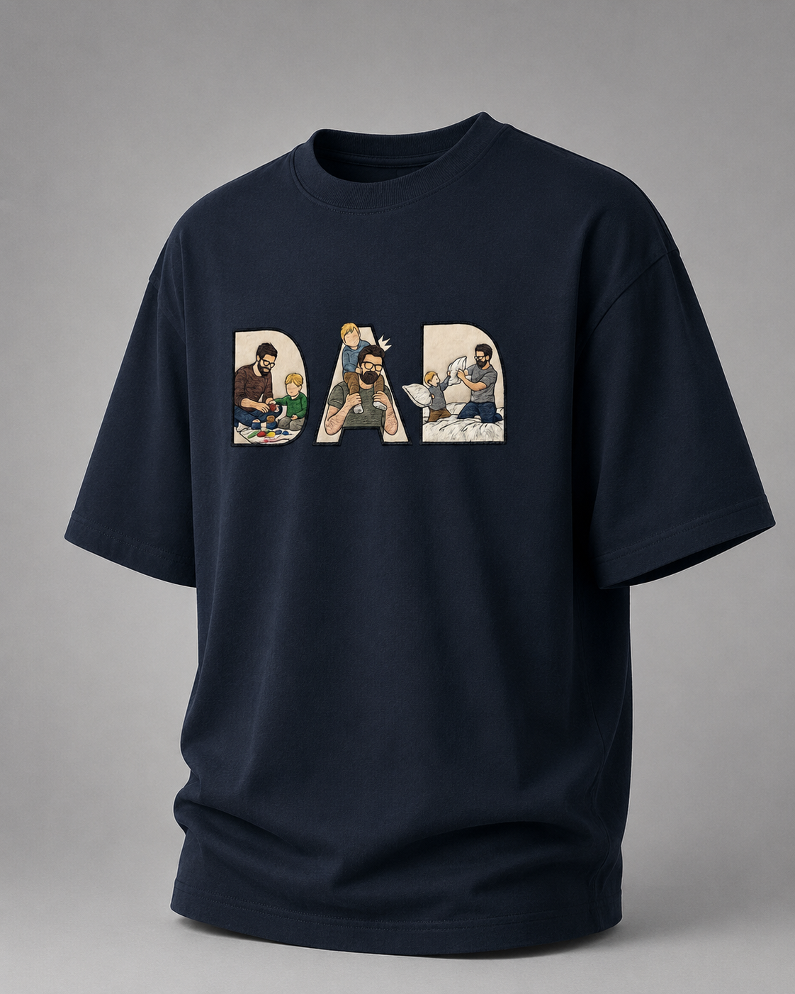 DAD Stories Oversized T-Shirt Navy Blue