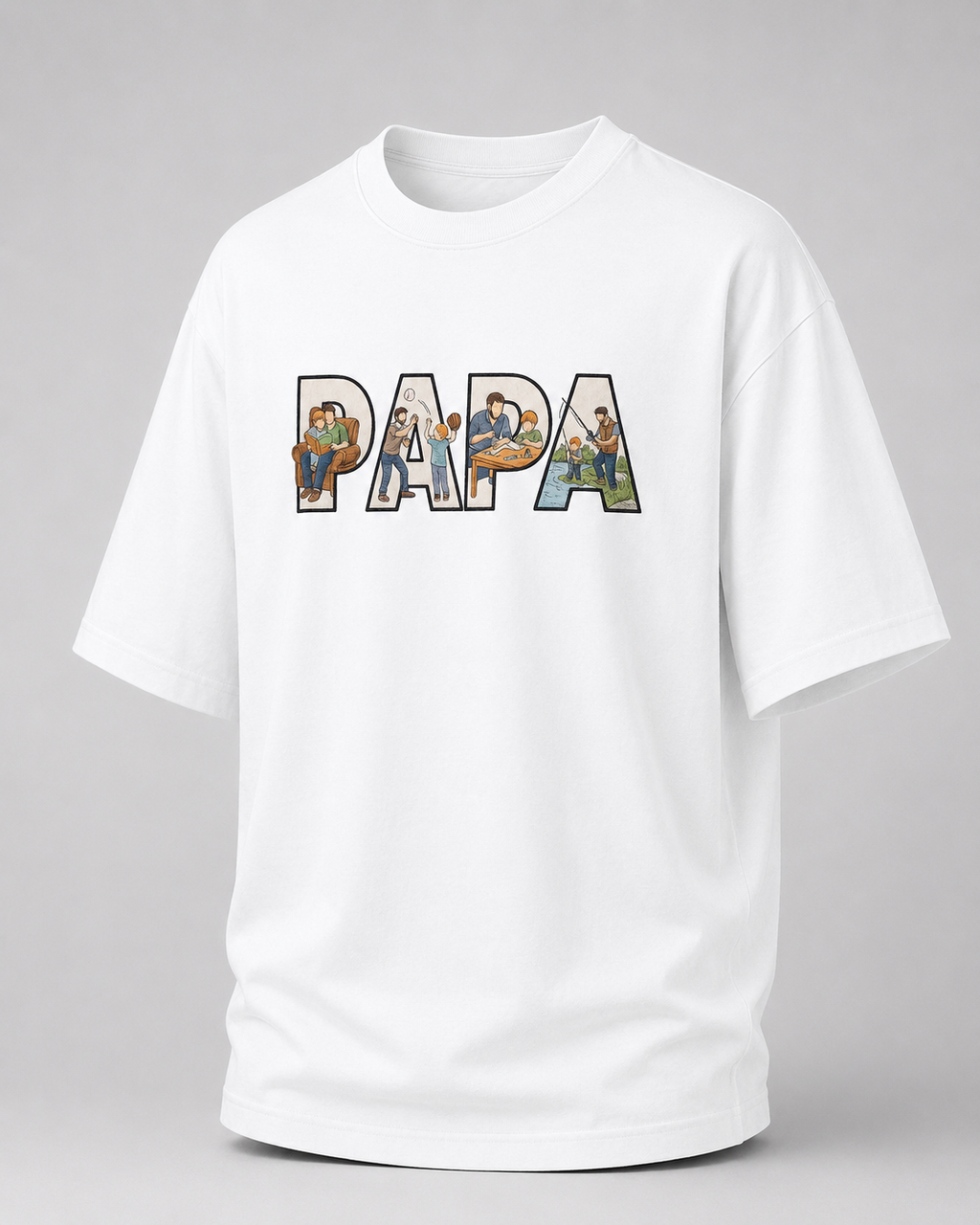 oversized T-shirt with PAPA graphic White