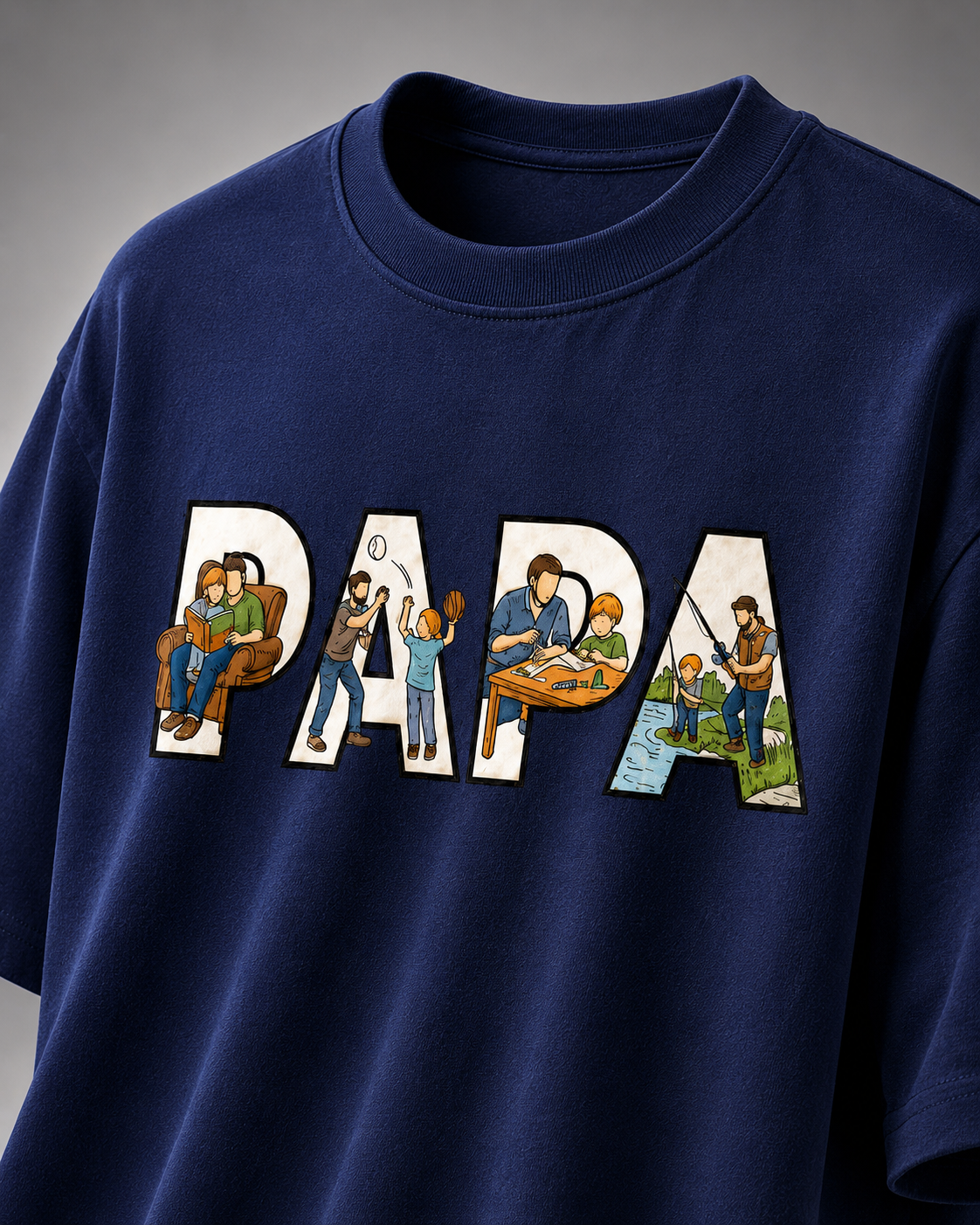 oversized T-shirt with PAPA graphic Royal Blue