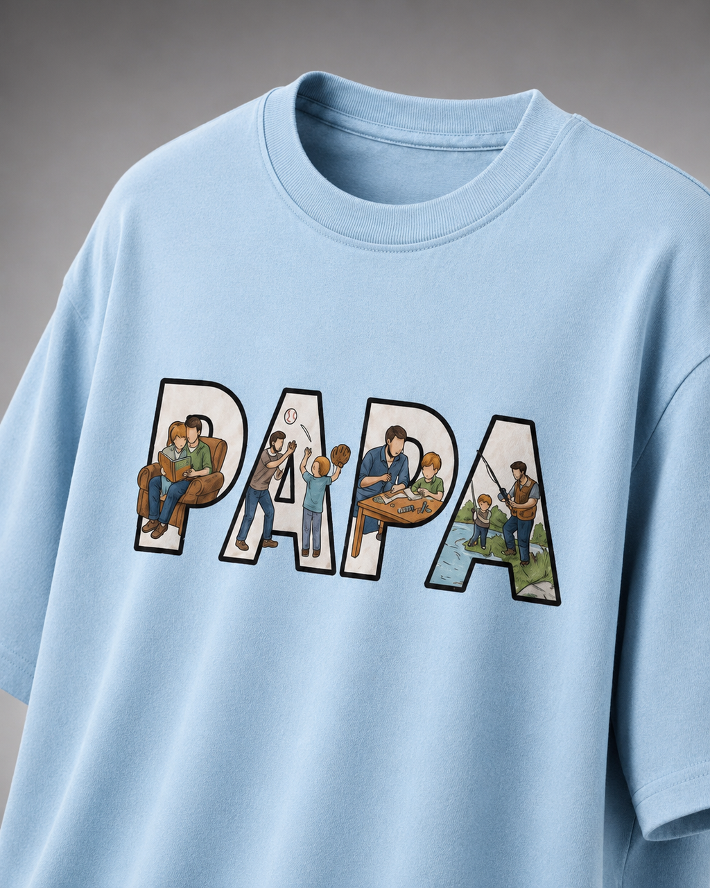 oversized T-shirt with PAPA graphic Baby Blue