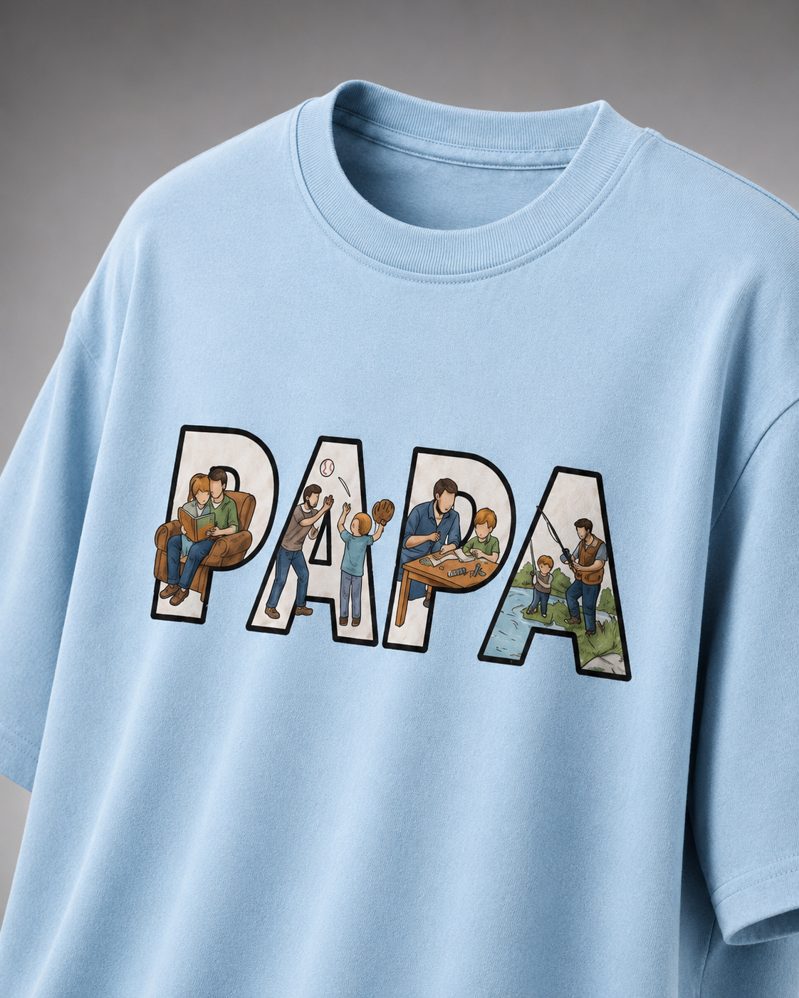 oversized T-shirt with PAPA graphic Baby Blue